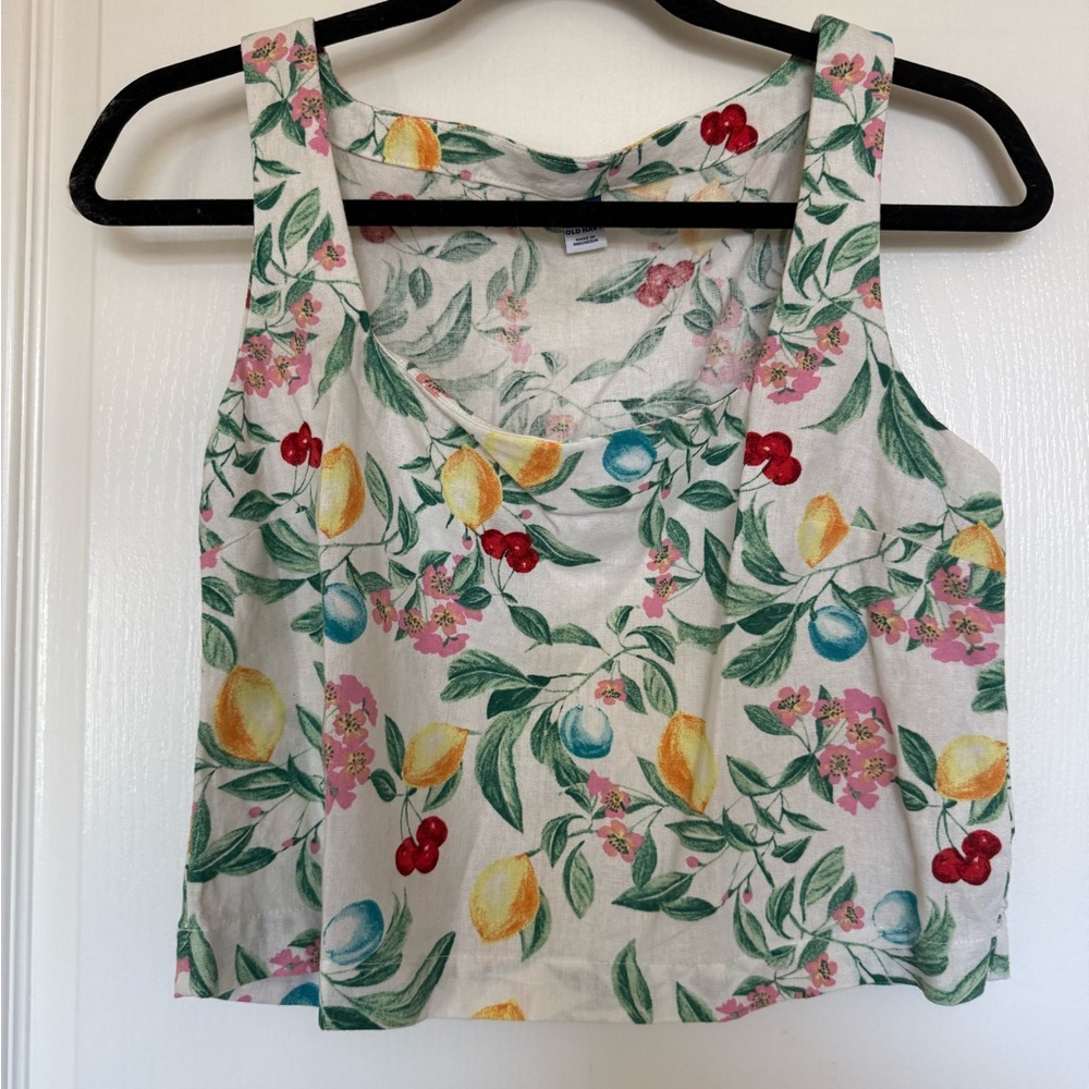 Floral and Fruit Print Crop Top and skort set